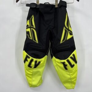 Fly Racing F16 Pants Boy Youth 18 Yellow Blk Motocross Off Road Adjustable Waist
